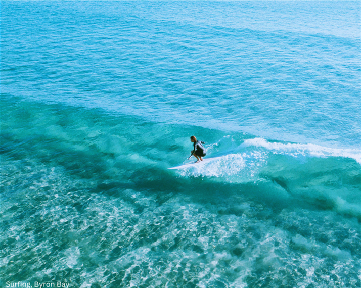 Image of a surfer, surfing in Byron Bay at Main Beach